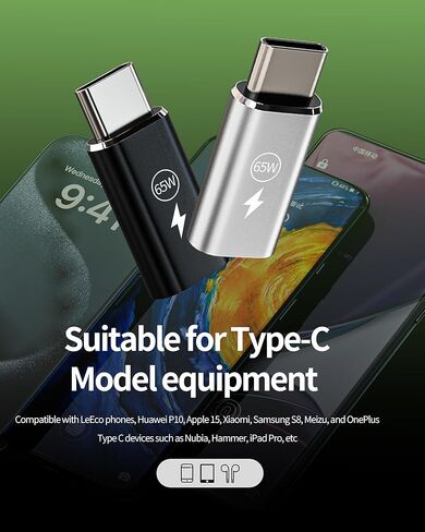 محول شحن سريع 65 وات من Lightning إلى USB C (3 عبوات) موصل كابل سلك الشاحن من النوع C لهاتف Apple لهاتف iPhone15 Pro Max Plus لجهاز iPad Air Mini متوافق مع Samsung Galaxy S23 S22 S21 Note10 in Saudi Arabia