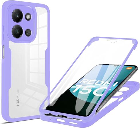 for Xiaomi Redmi 15C 171mm Clear Case with Screen Protector, Dual Layer Full Body Shockproof Dustproof All-Inclusive Cover Case for Redmi 15C QB-Black in Saudi Arabia