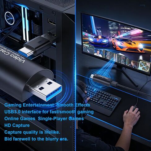 Sanpyl Video Capture Card, 4K USB3.0 HDMI to USB Capture Card for Streaming, Support 1080P 60FPS, for HD Acquisition Gaming Live Streaming in Saudi Arabia