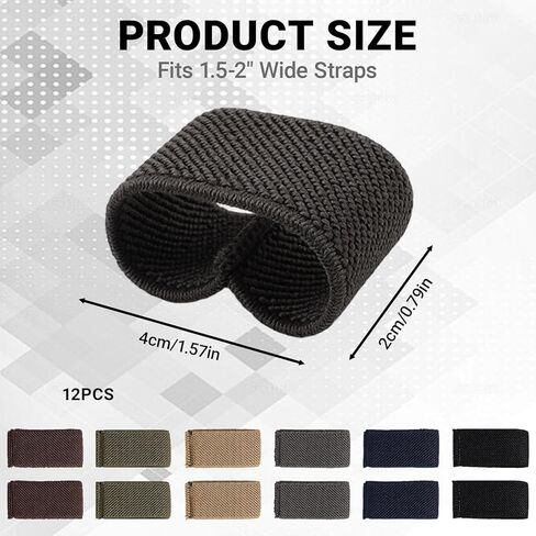 12 Pcs Belt Loop Keeper, Elastic Strap Keepers for Belts & Backpacks, Convenient Retrofit Belt Loops for Securing 1.5-2" Wide Straps, 6 Colors in Saudi Arabia