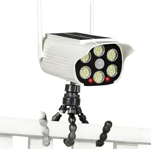 Solar Powered Fake Dummy Camera, Simulated Surveillance Dome Cameras with Motion Sensor, IP66 Waterproof Outdoor Security Light for Porh Fence Garages Warehouses (Octopus Tripod/6000K) in Saudi Arabia