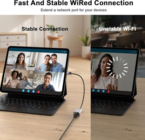 [Apple MFi Certified] 2 in 1 RJ45 Ethernet LAN Network Adapter with Charging Port, Lightning to E thernet Cable,1.6ft iPhone to RJ45 Ethernet Cord for iPhone iPad iPod Laptop,Supports 100Mbps in Kuwait