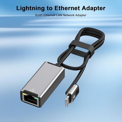 [Apple MFi Certified] 2 in 1 RJ45 Ethernet LAN Network Adapter with Charging Port, Lightning to E thernet Cable,1.6ft iPhone to RJ45 Ethernet Cord for iPhone iPad iPod Laptop,Supports 100Mbps in Kuwait