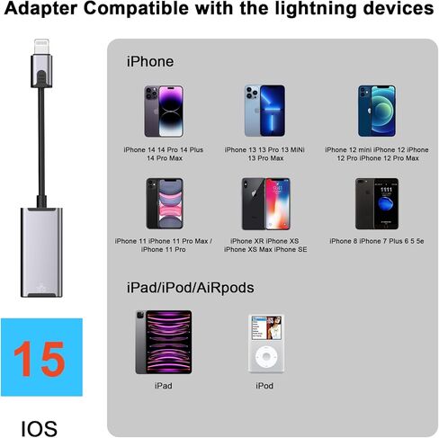 [Apple MFi Certified] 2 in 1 RJ45 Ethernet LAN Network Adapter with Charging Port, Lightning to E thernet Cable,1.6ft iPhone to RJ45 Ethernet Cord for iPhone iPad iPod Laptop,Supports 100Mbps in Kuwait
