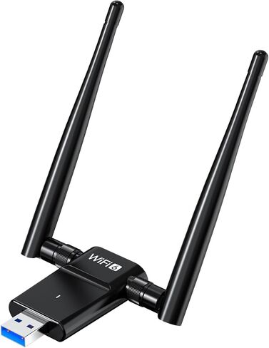 محول USB 3.0 WiFi للكمبيوتر المكتبي، محول شبكة لاسلكية AX1800 WiFi 6 ثنائي النطاق للتوصيل والتشغيل مع 2.4 جيجا هرتز، 5 جيجا هرتز، 2 × هوائي عالي الكسب، OFDMA، MU-MIMO، WPA3، يدعم Windows 11/10 in Kuwait