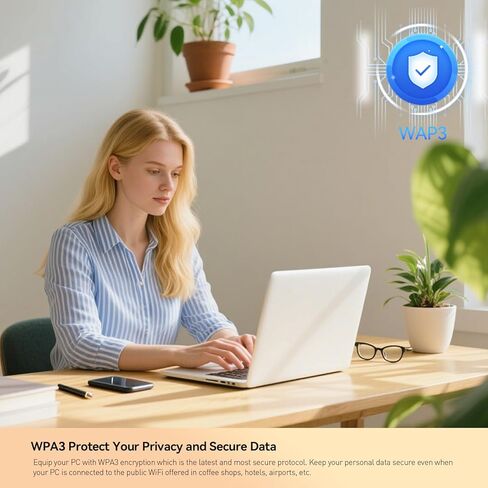 محول USB 3.0 WiFi للكمبيوتر المكتبي، محول شبكة لاسلكية AX1800 WiFi 6 ثنائي النطاق للتوصيل والتشغيل مع 2.4 جيجا هرتز، 5 جيجا هرتز، 2 × هوائي عالي الكسب، OFDMA، MU-MIMO، WPA3، يدعم Windows 11/10 in Kuwait