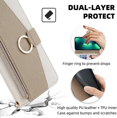 Asuwish Phone Case for Samsung Galaxy A71 5G Wallet Cover with Screen Protector and Mirror PU Leather Flip Cover Ring Credit Card Holder Crossbody Strap Stand Cell A 71 G5 71A S71 Women Girls White in Saudi Arabia