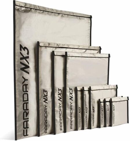 Faraday Defense10 Pack Mega Kit NX3 Triple-Layer CYBER Fabric Faraday Bags. Faraday Bag Sleeves Pouch Signal Shielding, Anti-Hacking, Anti-Tracking, EMP Bag Protection Silver in Saudi Arabia