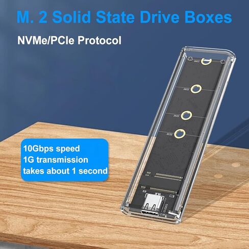 M.2 NVMe SSD Enclosure Transparent, Tool Free Hard Drive case, USB 3.1 Gen 2 10Gbps Transparent Enclosure Adapter for M.2 Pcle SSD Size 2230 2242 2260 2280 in Saudi Arabia