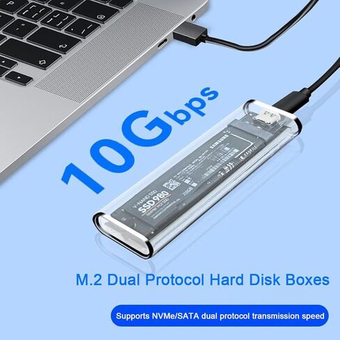 M.2 NVMe SSD Enclosure Transparent, Tool Free Hard Drive case, USB 3.1 Gen 2 10Gbps Transparent Enclosure Adapter for M.2 Pcle SSD Size 2230 2242 2260 2280 in Saudi Arabia