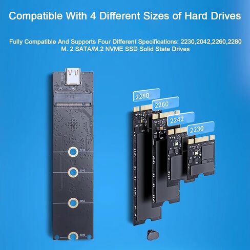 M.2 NVMe SSD Enclosure Transparent, Tool Free Hard Drive case, USB 3.1 Gen 2 10Gbps Transparent Enclosure Adapter for M.2 Pcle SSD Size 2230 2242 2260 2280 in Saudi Arabia