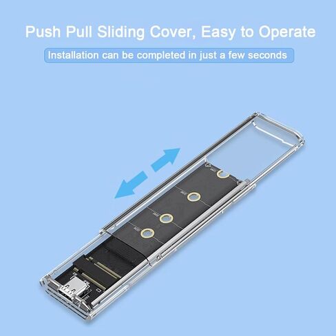 M.2 NVMe SSD Enclosure Transparent, Tool Free Hard Drive case, USB 3.1 Gen 2 10Gbps Transparent Enclosure Adapter for M.2 Pcle SSD Size 2230 2242 2260 2280 in Saudi Arabia