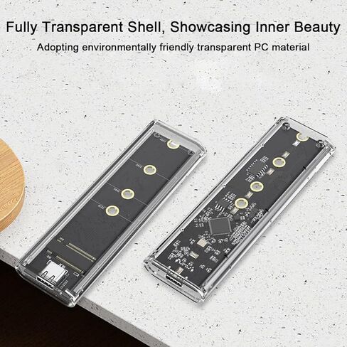 M.2 NVMe SSD Enclosure Transparent, Tool Free Hard Drive case, USB 3.1 Gen 2 10Gbps Transparent Enclosure Adapter for M.2 Pcle SSD Size 2230 2242 2260 2280 in Saudi Arabia