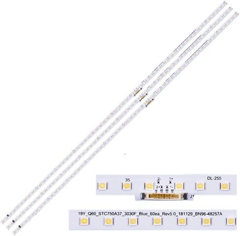 3pcs LED Strips for Samsung QN75Q6DRAFXZA QN75Q60RAFXZA QA75Q60RAJXXZ QN75Q60RAFXZC GQ75Q60RT QE75Q60RAT 19Y_Q60_STC750A37 BN96-48257A V9Q6750SM0+R0 in Saudi Arabia
