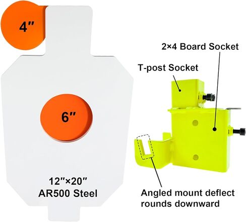 Highwild AR500 Steel Hostage Target 12" x 20" x 1/2" Armored Steel Bullseye Reactive IDPA Shooting Target with 2X4 T-Post Bracket in Saudi Arabia