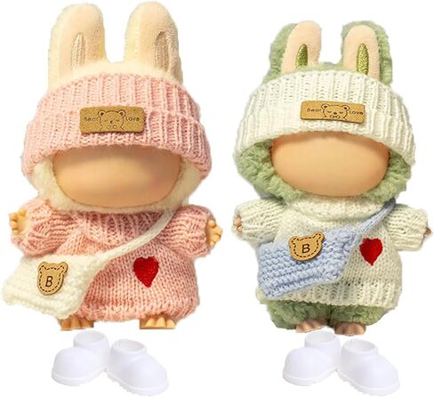 Doll Clothes Set for Labubu - 3 Pack Cute Outfit & Cap Accessories for 17cm Dolls, Replacement Costume Wardrobe for Labubu Clothes (No Doll Included) in Kuwait