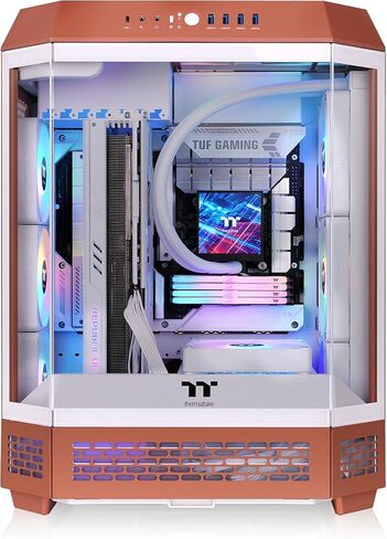 Thermaltake Tower 600 Mid Tower; 2x140mm CT Fans Included; 420mm Radiator Support; 400mm GPU Clearance; Hidden Connector Support; Rotatable PCIe Slots; Mocha Mousse; CA-1Z1-00MUWN-00 in Saudi Arabia
