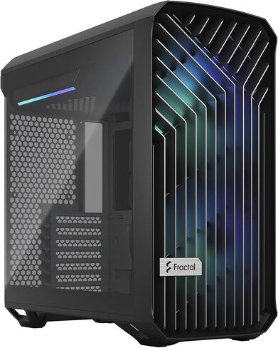 تصميم فركتال Torrent Compact RGB Black - لوحات جانبية من الزجاج المقوى خفيف اللون - شبكة مفتوحة لأقصى كمية من الهواء - مروحتان RGB PWM مقاس 180 مم متضمنتان - النوع C - حقيبة ألعاب الكمبيوتر ATX Airflow Mid Tower in Saudi Arabia