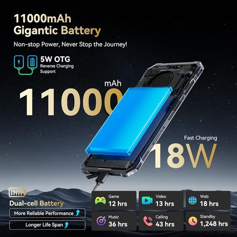 Blackview BV6200Plus هاتف متين Android 15، 98dB Super مكبر صوت 11000 مللي أمبير، 24 جيجابايت + 256 جيجابايت/2 تيرابايت هاتف ذكي متين غير مقفل، 6.56 بوصة HD + 90 هرتز مقاوم للماء 2025 NFC/بصمة الإصبع/GPS/T-moblie/IP69K/3 فتحات in Kuwait