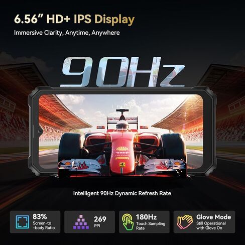 Blackview BV6200Plus هاتف متين Android 15، 98dB Super مكبر صوت 11000 مللي أمبير، 24 جيجابايت + 256 جيجابايت/2 تيرابايت هاتف ذكي متين غير مقفل، 6.56 بوصة HD + 90 هرتز مقاوم للماء 2025 NFC/بصمة الإصبع/GPS/T-moblie/IP69K/3 فتحات in Kuwait