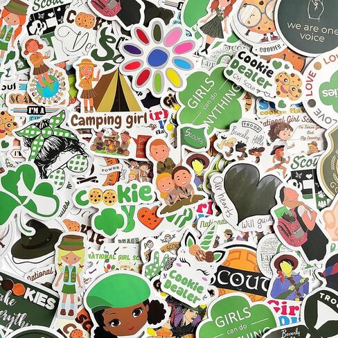 120Pcs Scout Girl Stickers, Outdoor Camping Scout Cookie Dealer Vinyl Waterproof Stickers for Water Bottle, Skateboard, Laptop, Phone, Journaling, Scrapbooking Decal in Saudi Arabia