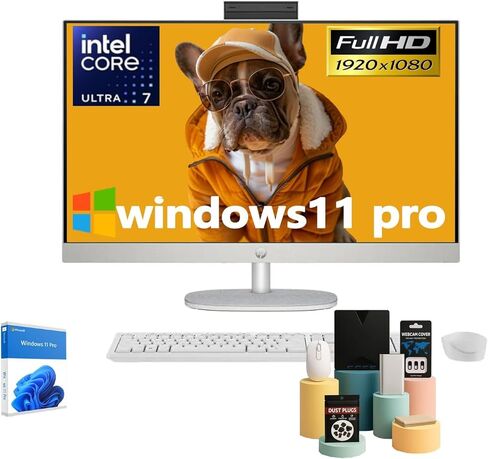 كمبيوتر مكتبي HP مقاس 27 بوصة الكل في واحد، شاشة FHD IPS (1920 × 1080)، Intel 12-Core Ultra 7، ارتفاع قابل للتعديل، Intel Graphics، Win 11 Pro، Jet Black، مع ملحقات، 32 جيجابايت DDR5، 1 تيرابايت SSD in Kuwait