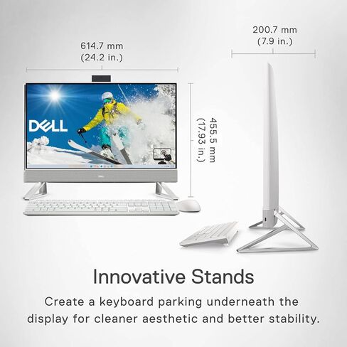 كمبيوتر مكتبي الكل في واحد من Dell، شاشة FHD مقاس 24 بوصة بإضاءة زرقاء منخفضة، تصميم فائق الهدوء، الجيل الرابع عشر من الجيل السادس Intel Core 3-100U، ذاكرة DDR5 سعة 16 جيجابايت، محرك أقراص PCIe SSD سعة 512 جيجابايت، لوحة مفاتيح وماوس لاسلكي أبيض، Windows  in Kuwait