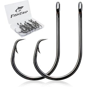 FishTrip 50/100Pcs Inline Circle Hooks for Freshwater Saltwater #4-10/0 | 3X Strong, High Carbon Steel, Rust-Proof, Ultra Sharp Barbed, Fishing Octopus Hooks for Bass, Salmon, Pike, Catfish in Kuwait