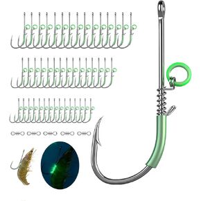 45pcs high-Carbon Steel Luminous Live Shrimp Hooks, say Goodbye to The Trouble of not Having Enough Hooks When Fishing, Suitable for Family and Group Fishing in Saudi Arabia