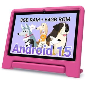 2025 Kids Tablet, 10.1 Inch Android 15 Tablet for Kids, 8+64GB Storage (1TB Expand), Octa-Core, WiFi 6, Pre-Installed Educational Apps, Parental Control, with EVA Protective Case, Eye Protection Mode in Kuwait