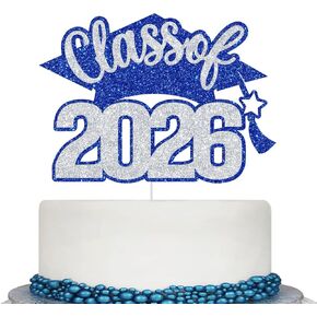 فئة 2025 كعكة توبر ، 2025 كعكة التخرج توبيبر ، تهانينا ديكور حفلة غراد ، ديكورات التخرج الثانوية/الكلية/الجامعة (الأزرق والأحمر اللمعان) in Kuwait