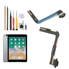 Dock Connector for iPad Air A1474 A1475/5 5th 9.7 2017 A1822 A1823/6 6th 2018 A1893 A1954 Charging Port Flex Cable Replacement for Air/5 5th/6 6th USB Charger Dock Board Connector with Tools(Black) in Kuwait
