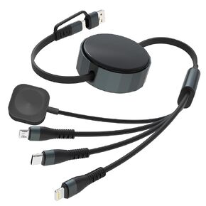 4-in-1 Retractable Charging Cable for Apple Watch - Upgraded 100W Retractable Fast Charging Cable with USB-C, Lightning, Micro USB & Apple Watch Charger, for iWatch/iPhone 17-8/Android/iPad/Laptop in Saudi Arabia