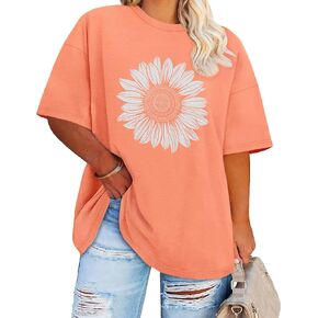 Plus Size Tops Casual Oversized Tshirts for Women Loose Fit Crew Neck Blouses Summer Basic Tees in Kuwait