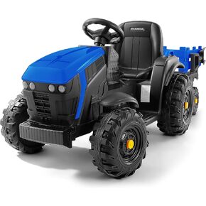 Elemara 24V 9ah Ride On Tractor مع مقطورة سهلة القابلة للفصل ، وركوب 24 فولت على ألعاب للأطفال الكبار ، و 400 واط سيارة كهربائية ركوب سيارة جرار مع مجرفة ، وجميع التضاريس ، للأعمار 3+ ، والموسيقى ، والأزرق ، in Kuwait