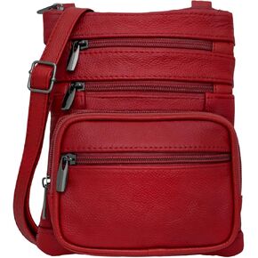 محفظة كروس جلدية للنساء من كريديز - حقيبة سفر مزودة بـ 4 سحابات، محفظة ناعمة ومتينة للنساء عصرية in Kuwait