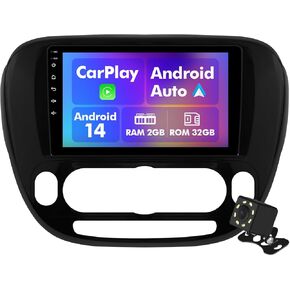 راديو سيارة Android 14 لسيارة 2+32G Kia Soul 2014-2019 9 بوصة 1280 * 720 شاشة لمس ستيريو للسيارة مع Carplay Android Auto Backup Camera Mirror Link GPS Navigation WiFi 6 Bluetooth 5.4 FM SWC in Kuwait