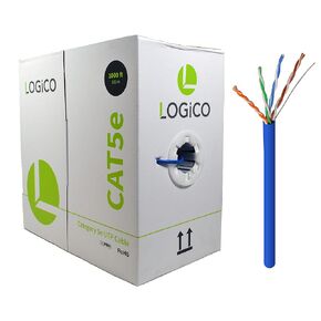 لوجيكو أفضل كابل شبكة إيثرنت Cat5e LAN بطول 1000 قدم UTP Sloid CCA سلك 24AWG 350 ميجا هرتز أزرق in Kuwait