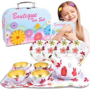 SMILESSKIDDO 15pcs Tea Party Set for Little Girls - Princess Tea Party Sets,Kids Kitchen Pretend Play Toys - Toddler Tea Party Sets for Girl 3-5, Girls Tea Party Set Gift for 3 4 5 6 7 8 Girl (Pink) in Kuwait