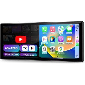10.25″ CarPlay Screen for Car Dash Cam, Android Auto Screen with Apps, Dual HD Cam & Backup Camera, Portable 6GB+128GB Car Tablet with Wireless Apple CarPlay & Android Auto, Bluetooth for All vehicles in Saudi Arabia