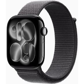 Apple Watch Series 11 [نظام تحديد المواقع + شبكة خلوية، 46 ملم] هيكل من الألومنيوم باللون الأسود الداكن مع حزام رياضي باللون الرمادي الداكن، مقاس واحد (متجدد) in Kuwait