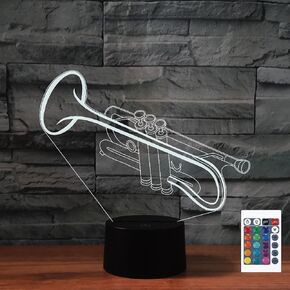 Trumpet 3D Illusion Night Light Touch Table Desk Lamp with Remote Control 16 Colors Optical USB LED Night Light for Kids Gift Room Decoration in Saudi Arabia