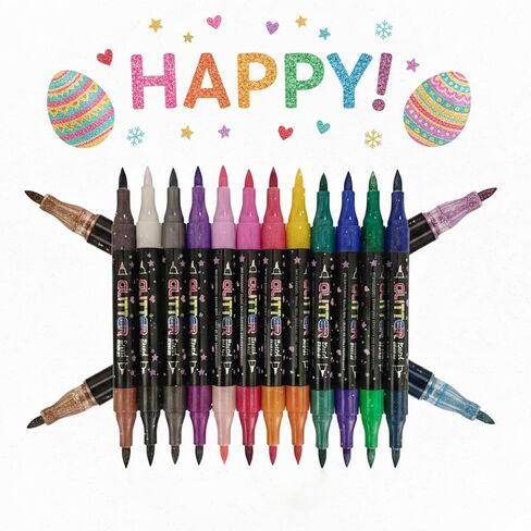 24 Colors Glitter Markers,Glitter Paint Pens Sparkly Metallic Shimmer Marker Fine Point Tip Outline Markers for Adult DIY Crafts.Greeting Birthday Cards,Christmas in Saudi Arabia