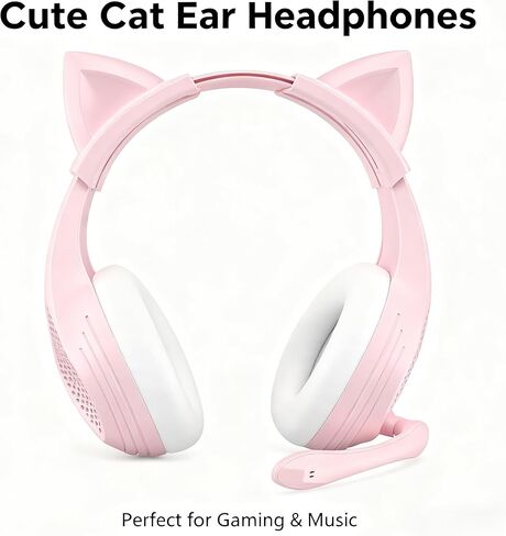 GIME Pink Gaming Headset - Cute Cat Ears Wired Over Ear Headphones with Mic - Compatible with Xbox/PS4/ PS5/ PC Computer/Laptop/Phone in Saudi Arabia