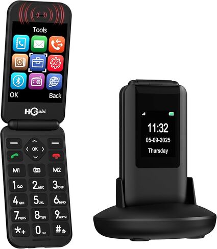 Flip Phone Unlocked, 2.8+1.5" Dual Screen Flip Phones for Seniors, SOS Button丨Speed Dial丨Large Fonts丨Charging Dock丨1400mAh Battery in Kuwait