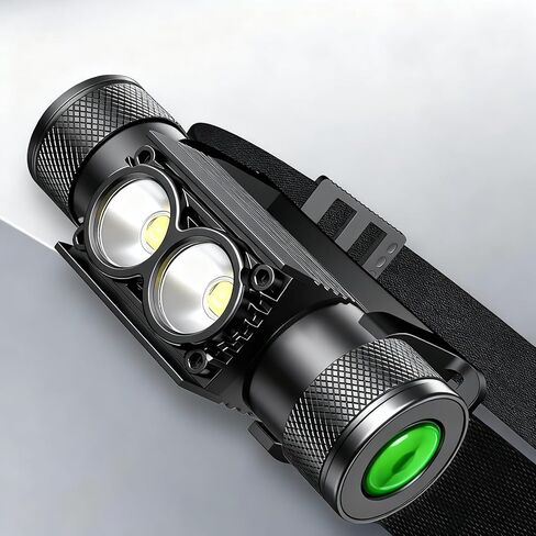 مصباح أمامي LED قابل لإعادة الشحن - 1600 لومن، USB-C، متين للغاية، مقاوم للصدمات ومقاوم للماء، ينجو من قطرات 3M، قابل للغمر ومقاوم للصدمات، مثالي للتخييم والعمل الشاق والمغامرة. in Kuwait