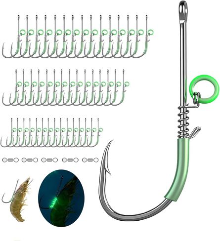 45pcs high-Carbon Steel Luminous Live Shrimp Hooks, say Goodbye to The Trouble of not Having Enough Hooks When Fishing, Suitable for Family and Group Fishing in Saudi Arabia
