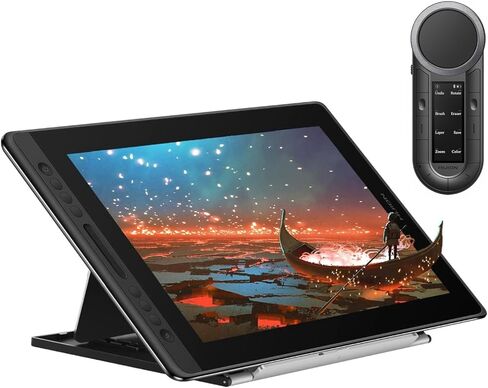 تابلت رسم HUION KAMVAS Pro 16 مع شاشة، شاشة عرض قلم 15.6 بوصة، زجاج مضاد للوهج، 6 مفاتيح اختصار، حامل قابل للتعديل، لوحة مفاتيح بلوتوث قابلة للبرمجة عن بعد in Saudi Arabia