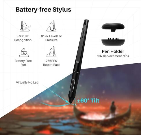 تابلت رسم HUION KAMVAS Pro 16 مع شاشة، شاشة عرض قلم 15.6 بوصة، زجاج مضاد للوهج، 6 مفاتيح اختصار، حامل قابل للتعديل، لوحة مفاتيح بلوتوث قابلة للبرمجة عن بعد in Saudi Arabia