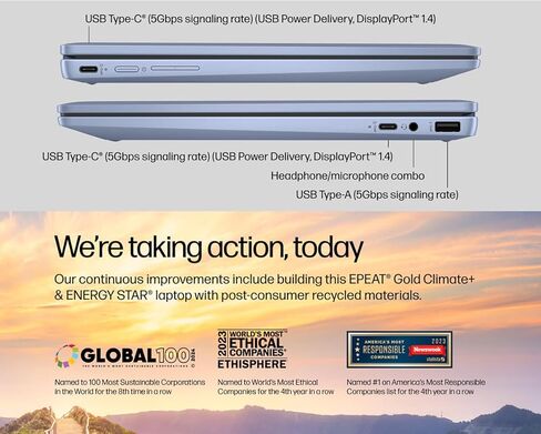 HP Chromebook x360 Laptop 2in1-14inch Touch Tablet Stylus Pen - 8GB RAM - 256GB SSD - شاشة FHD - Intel Core i3 N305 Beat i3-1115G4 - لوحة مفاتيح بإضاءة خلفية - USB C -School Kids - 2024 in Kuwait